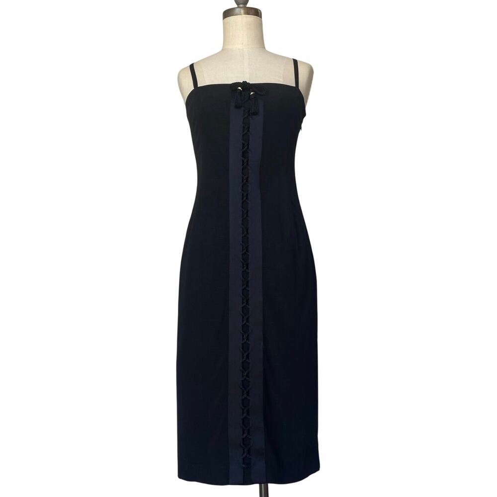 Iceberg Long Dress XS Corset Italy Black Bodycon‎ Lace Up Luxury Minimalist
